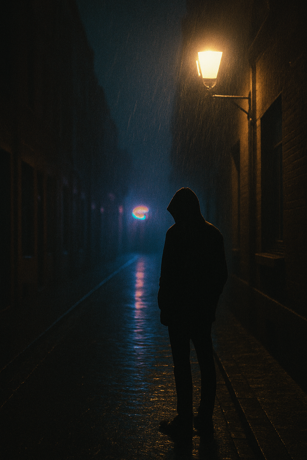Силуэт под фонарём